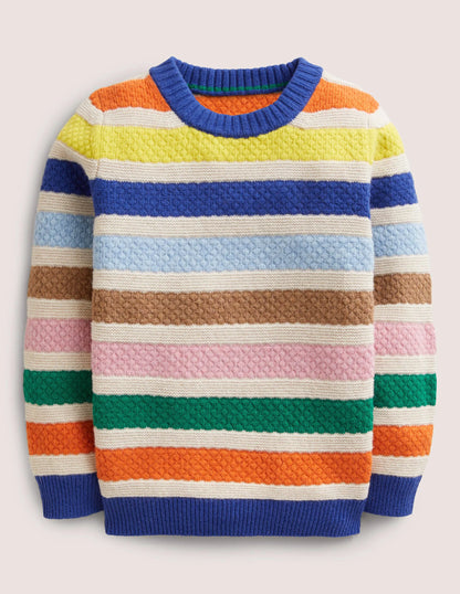 Mini-me Stripe Sweater-Oatmeal Rainbow Stripe