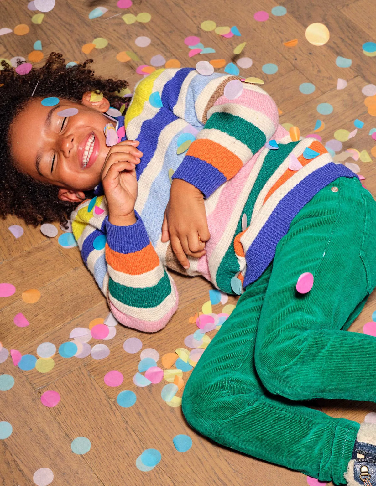 Mini-me Stripe Sweater-Oatmeal Rainbow Stripe