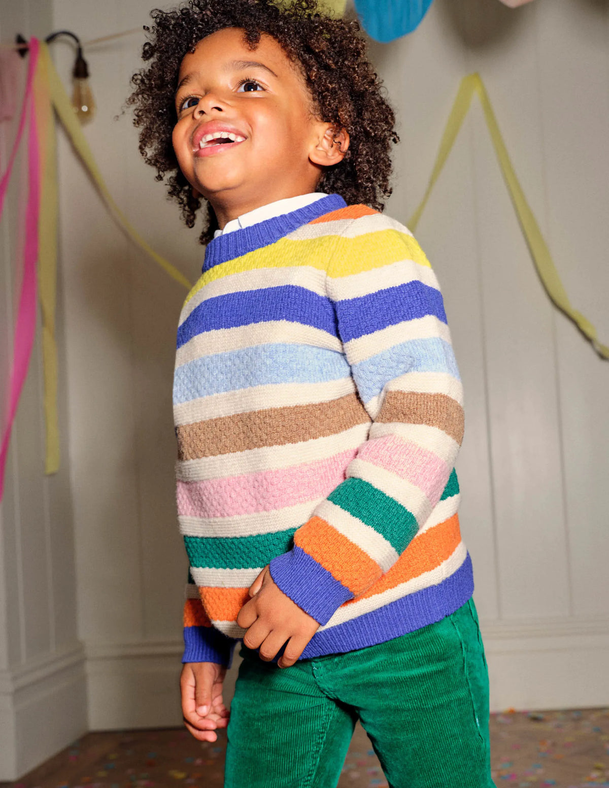 Mini-me Stripe Sweater-Oatmeal Rainbow Stripe