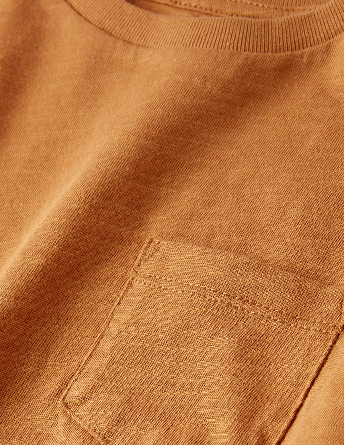 Long-sleeved Washed T-shirt-Brown