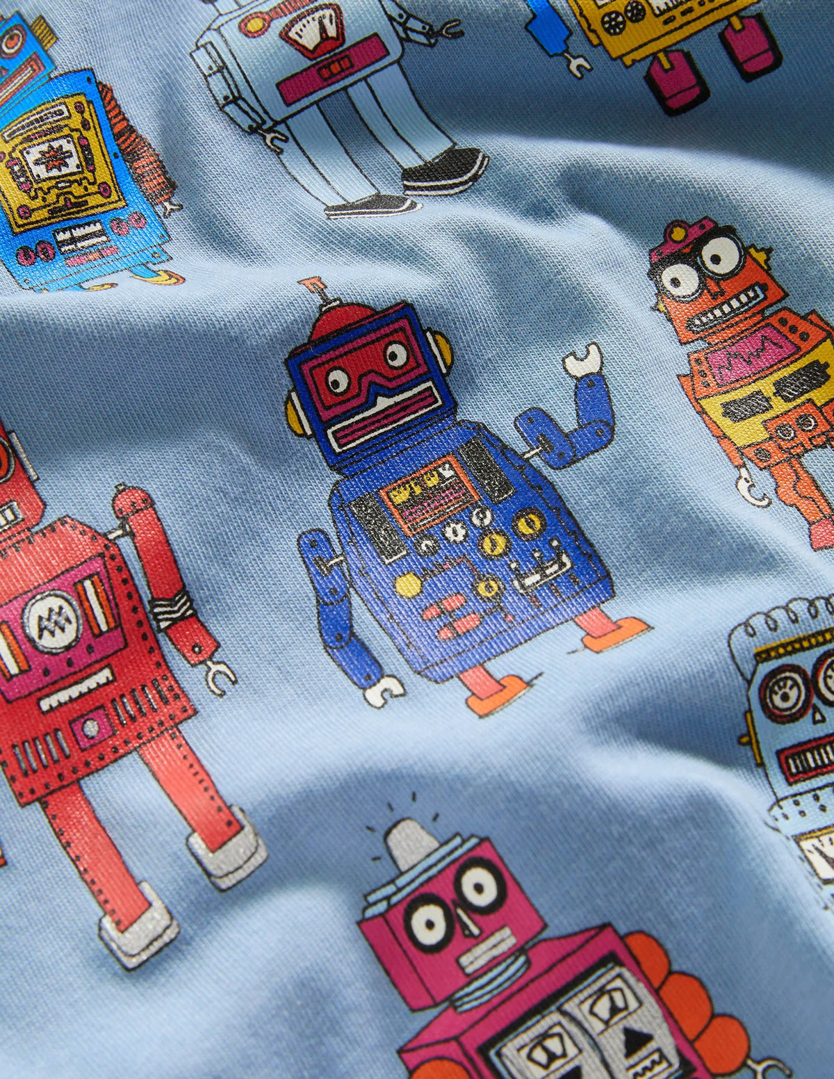 Toys Printed T-shirt-Pebble Blue Robots