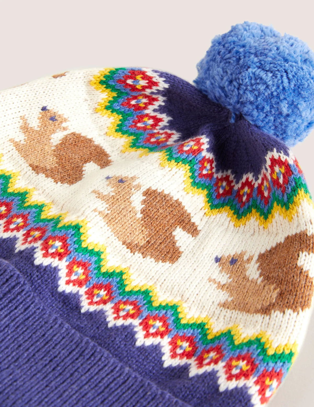 Squirrel Fair Isle Hat-Navy