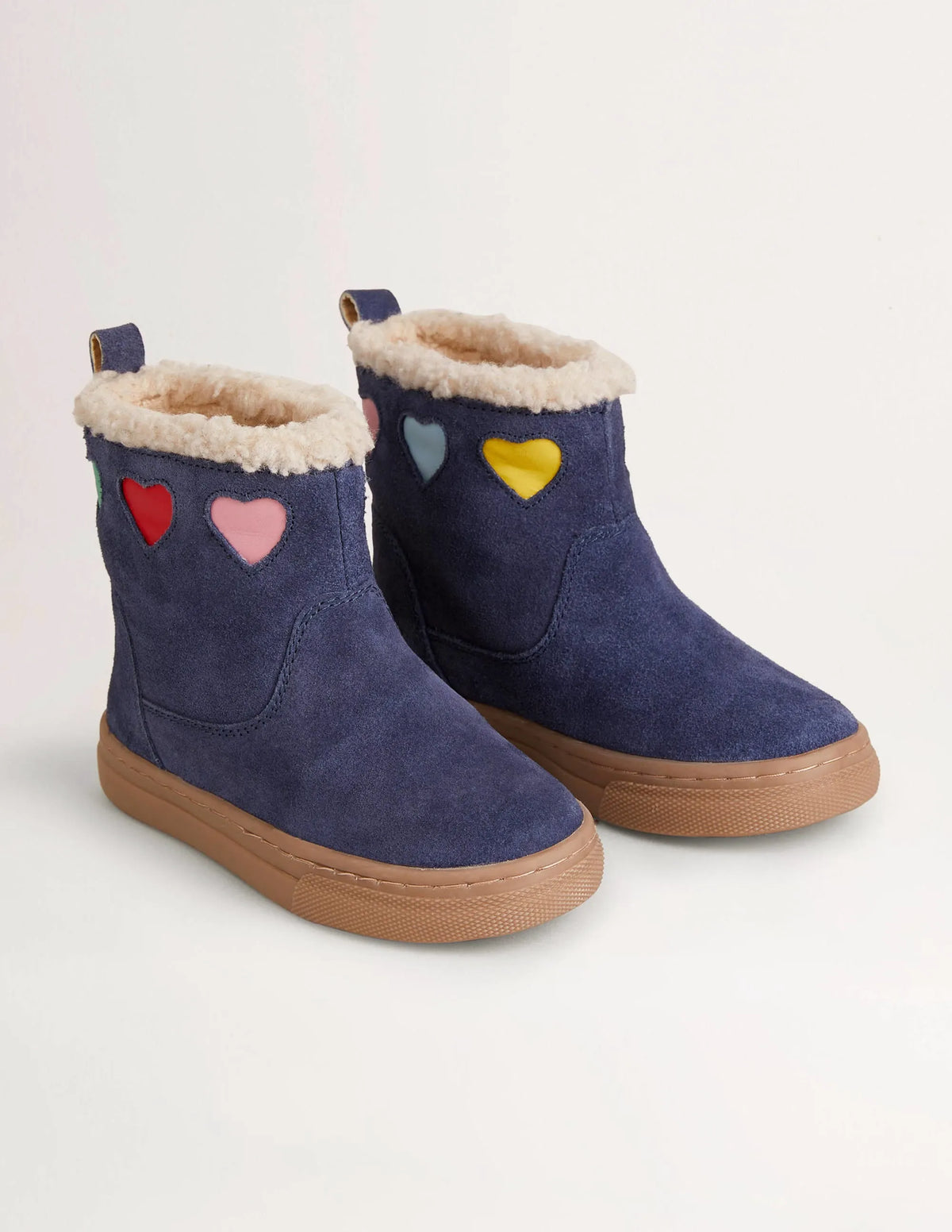 Suede Cosy Boots-Navy Hearts