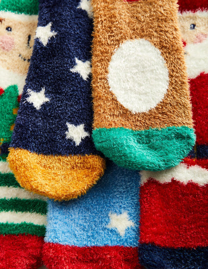 Fluffy Christmas Socks 5 Pack-Multi