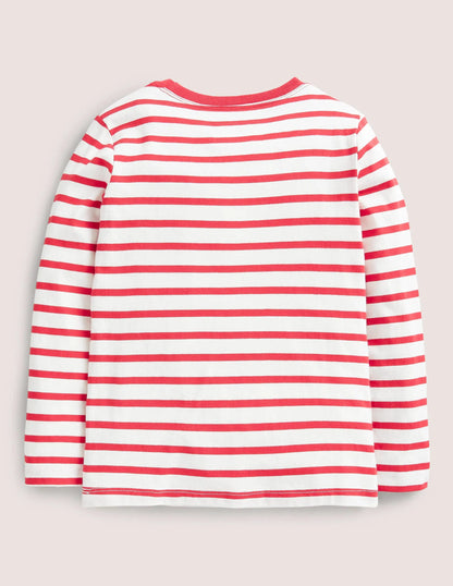 Textured Snowman T-shirt-Rockabilly Red/Ivory