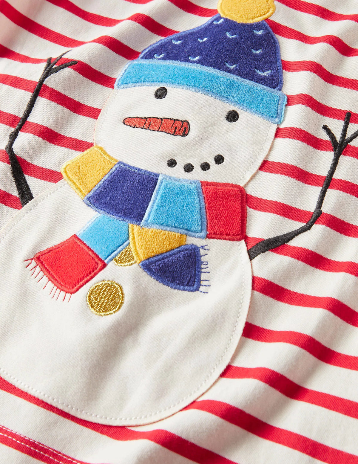 Textured Snowman T-shirt-Rockabilly Red/Ivory