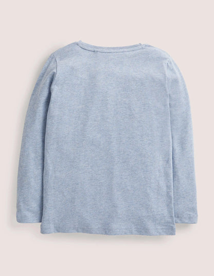 Long Sleeved Graphic T-shirt-Blue Marl Transport