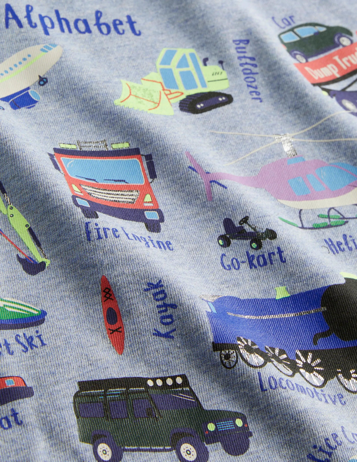 Long Sleeved Graphic T-shirt-Blue Marl Transport