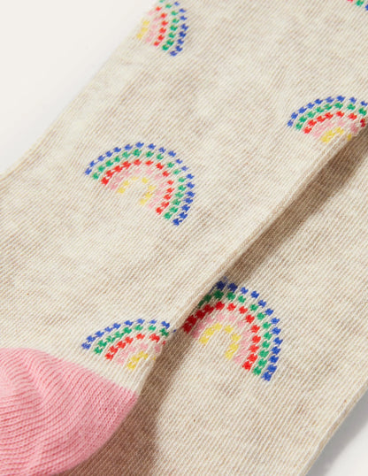 Patterned Tights-Oatmeal Marl Rainbows