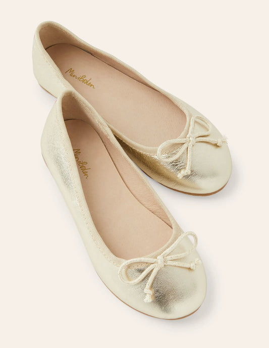 Ballet Flats-Gold Sparkle Leather
