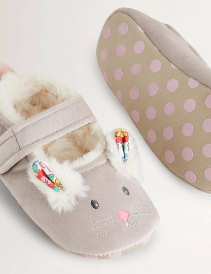Mary Jane Slippers-Grey Bunny