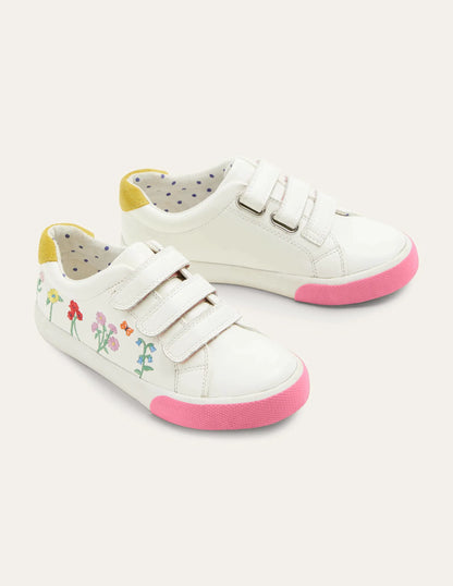 Leather Low Top Sneakers-Ivory Floral