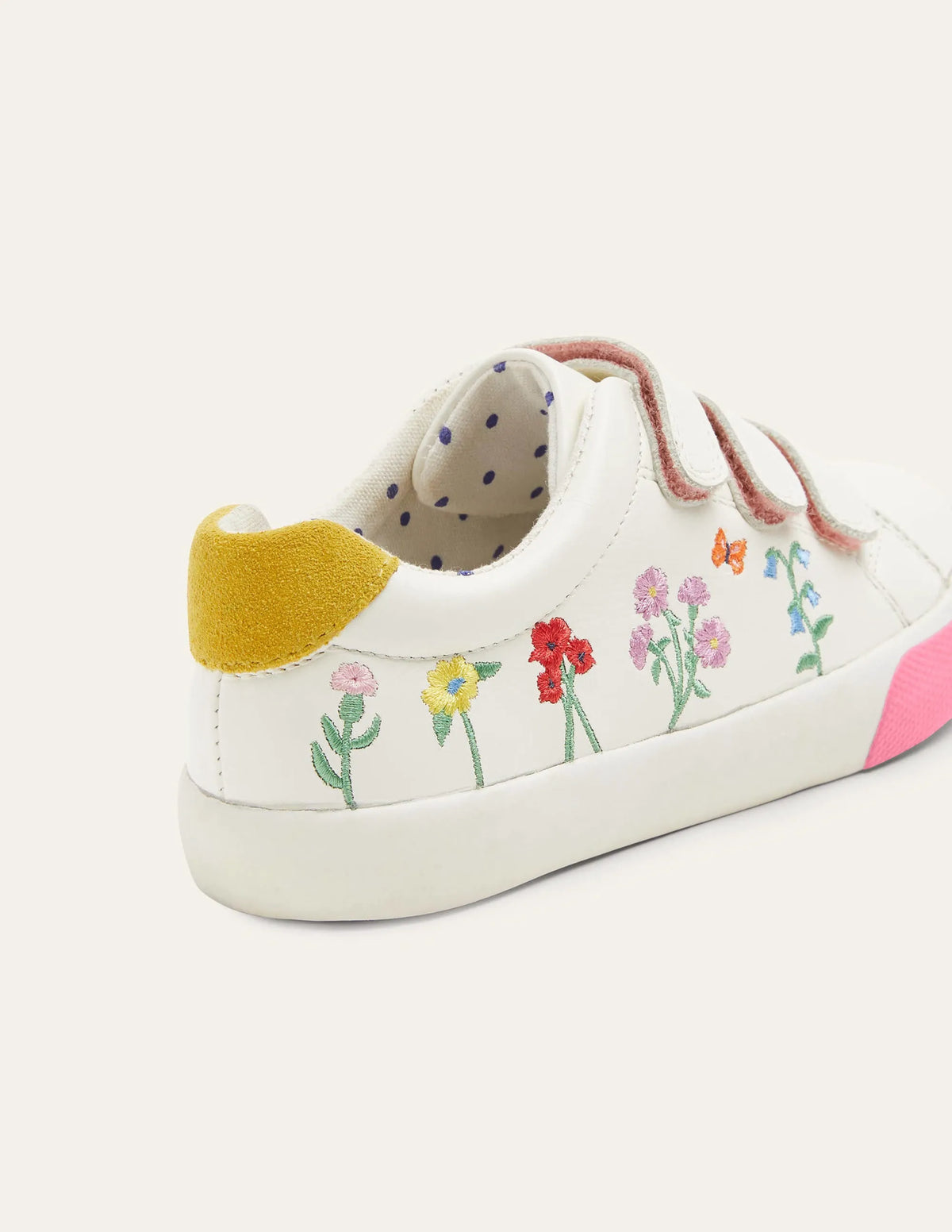 Leather Low Top Sneakers-Ivory Floral