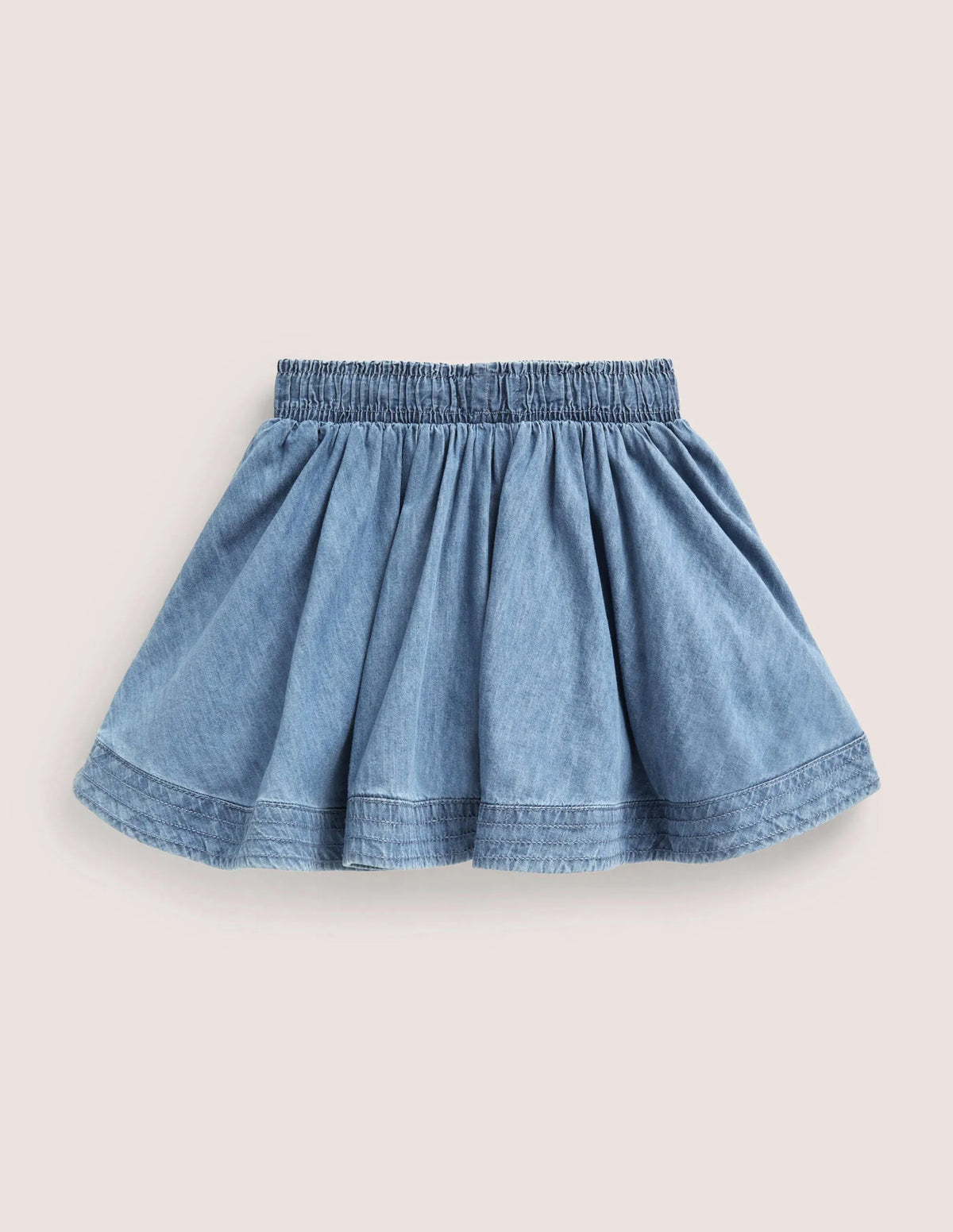 Woven Twirly Skirt-Light Vintage Denim