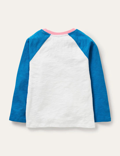 Slub Raglan T-shirt-Bright Marina Blue Rainbow