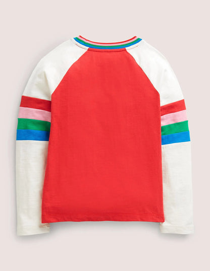 Slub Raglan T-shirt-Rockabilly Red