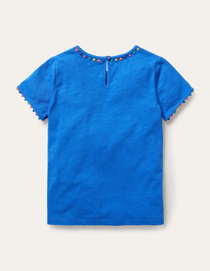 Charlie Pom Jersey T-shirt-Brilliant Blue