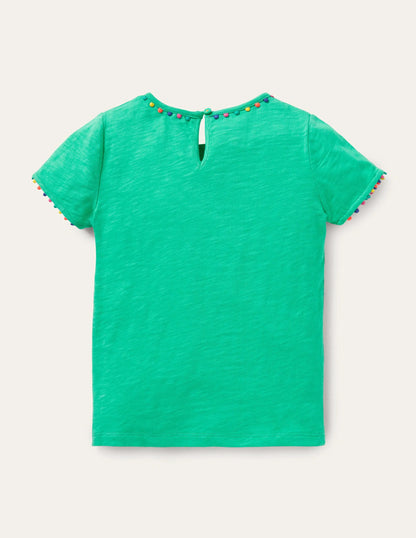 Charlie Pom Jersey T-shirt-Tropical Green