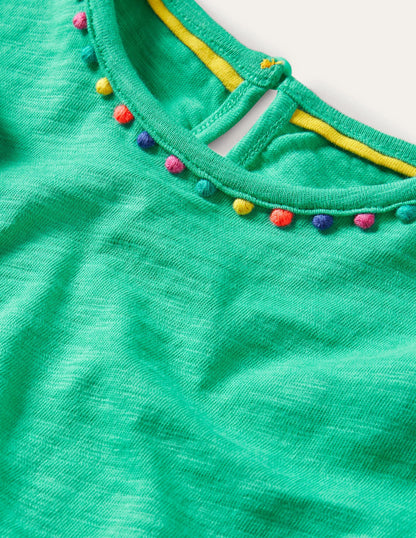 Charlie Pom Jersey T-shirt-Tropical Green