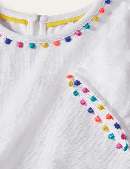 Charlie Pom Jersey T-shirt-White