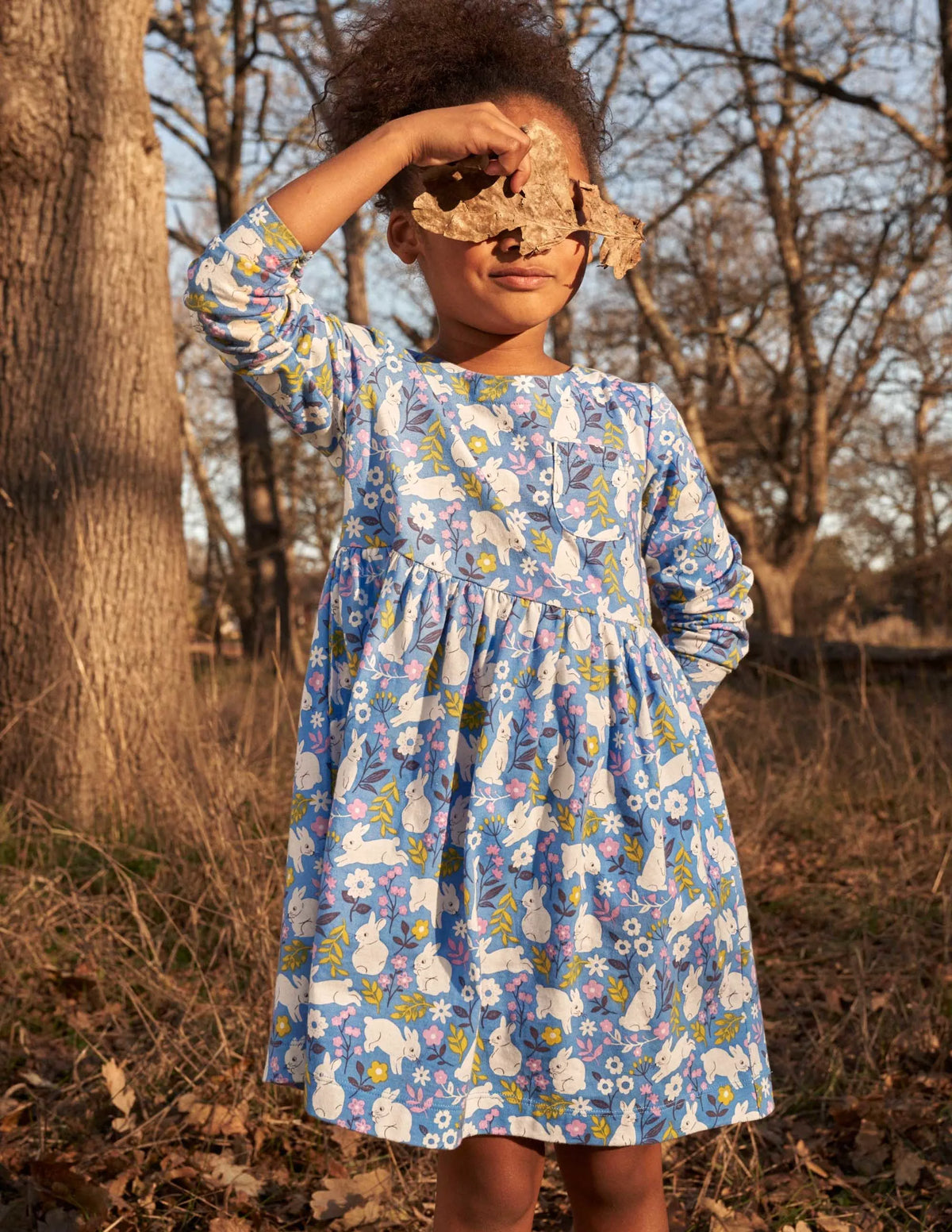 Long Sleeve Fun Jersey Dress-Riviera Blue Bunny