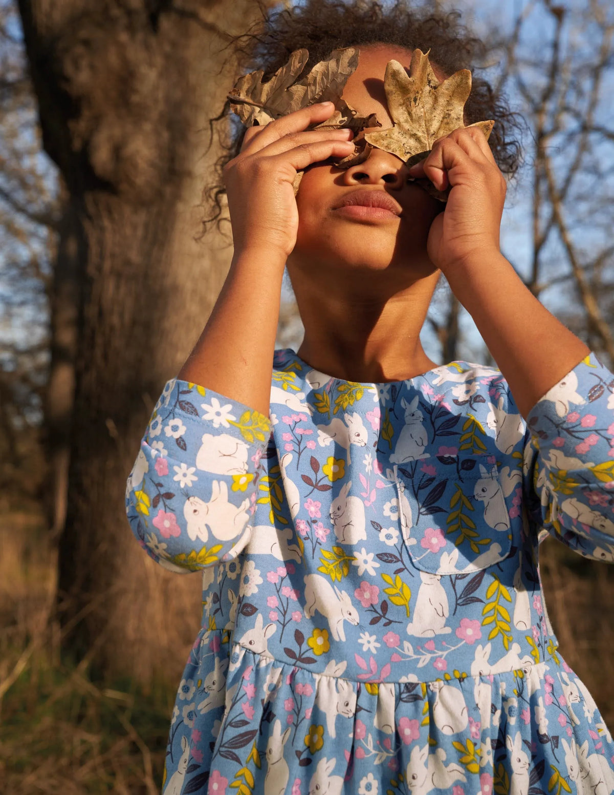 Long Sleeve Fun Jersey Dress-Riviera Blue Bunny