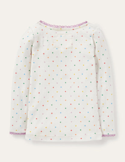 Supersoft Pointelle T-shirt-Ivory Multi Little Star