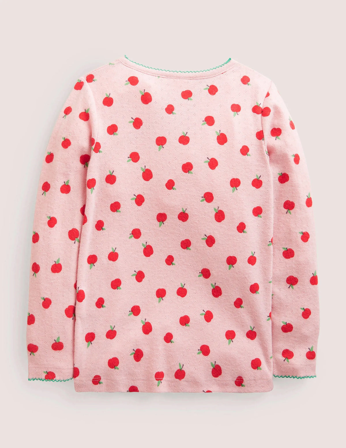 Supersoft Pointelle T-shirt-Pink/Red Apples