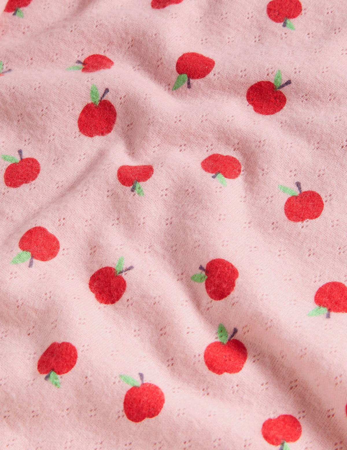 Supersoft Pointelle T-shirt-Pink/Red Apples
