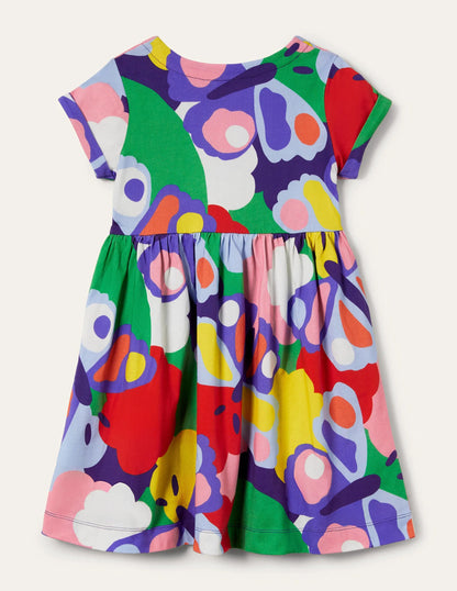 Short Sleeve Fun Jersey Dress-Multi Bonkers Butterfly