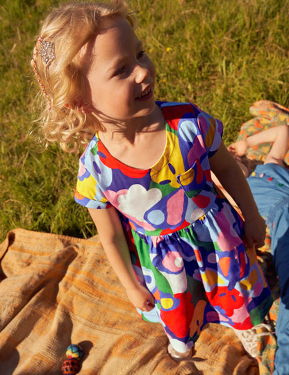 Short Sleeve Fun Jersey Dress-Multi Bonkers Butterfly