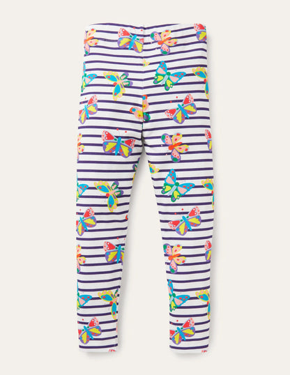Fun Leggings-Multi Butterfly Stripe