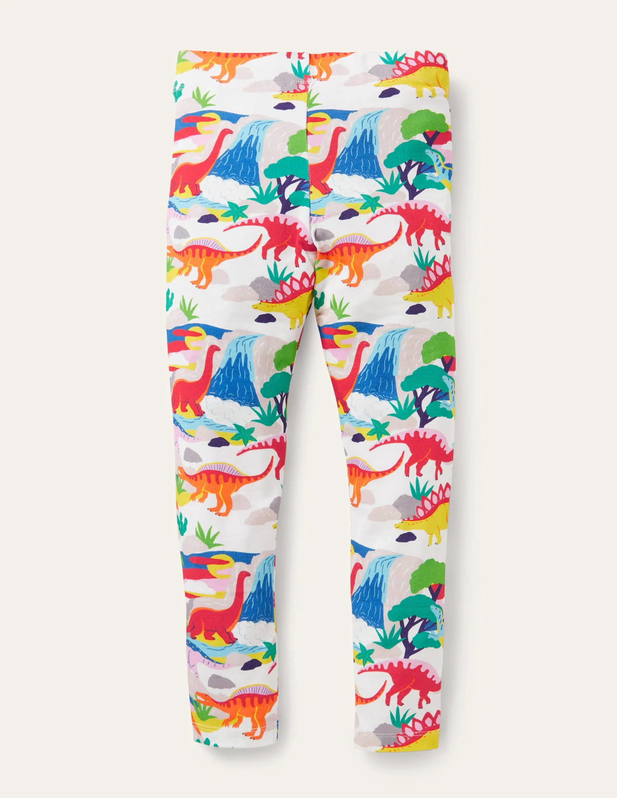 White Dinosaur Print Leggings-Ivory Dinosaur Sunset