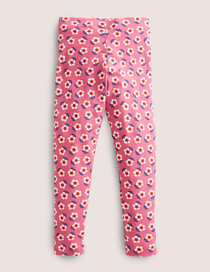 Fun Leggings-Sweet William Pink Small Daisy
