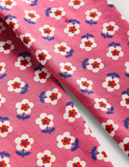 Fun Leggings-Sweet William Pink Small Daisy