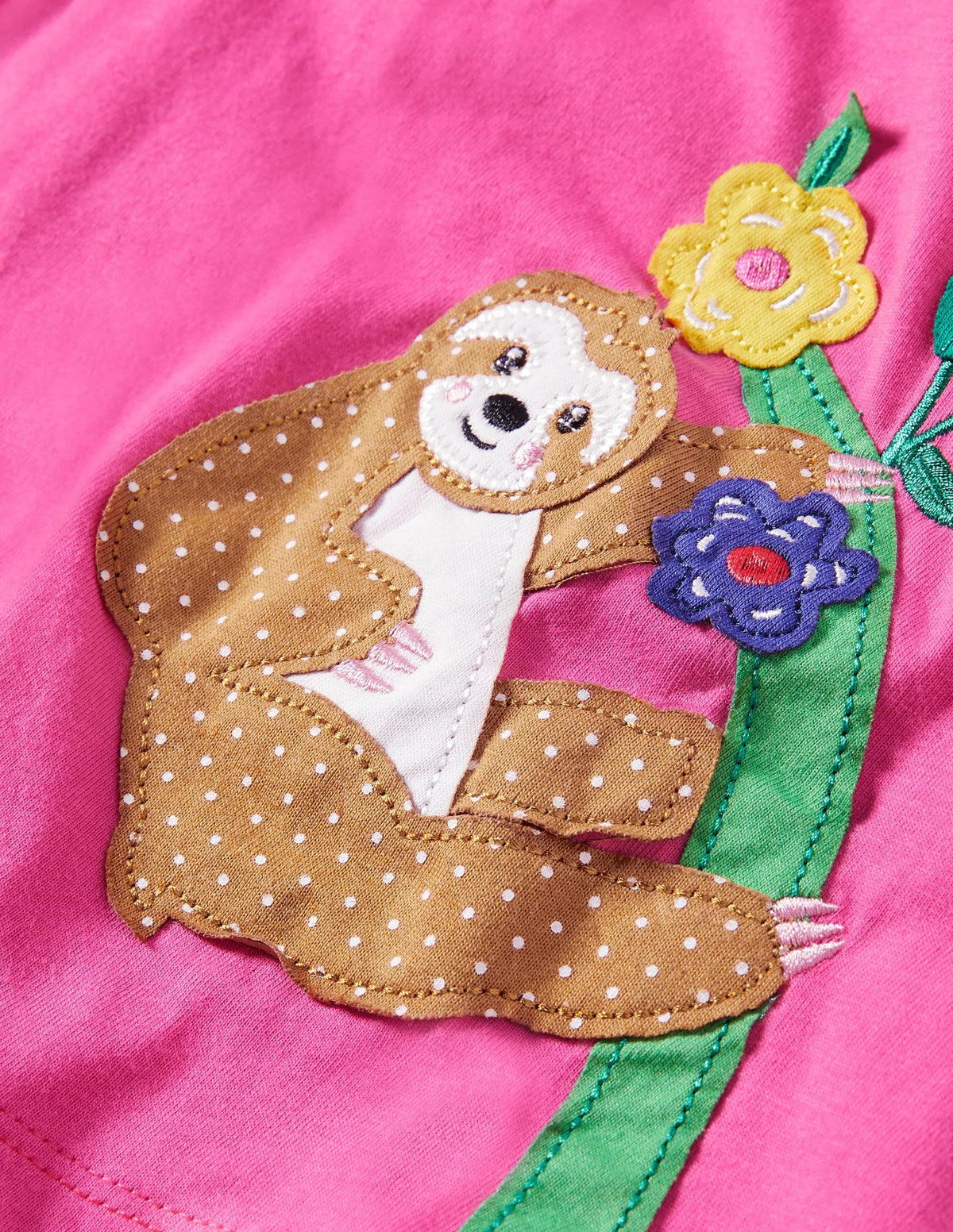 Applique Jersey Skort-Bright Petal Pink Sloth