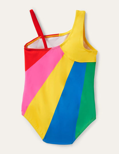 One Shoulder Swimsuit-Multi Sunray