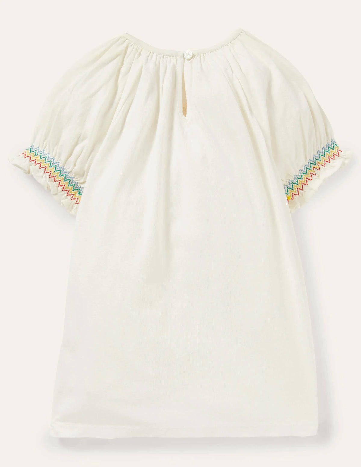 Smocked Raglan T-shirt-White