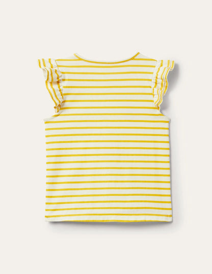 Ruffle Interest Logo T-shirt-Daffodil Yellow Fairies