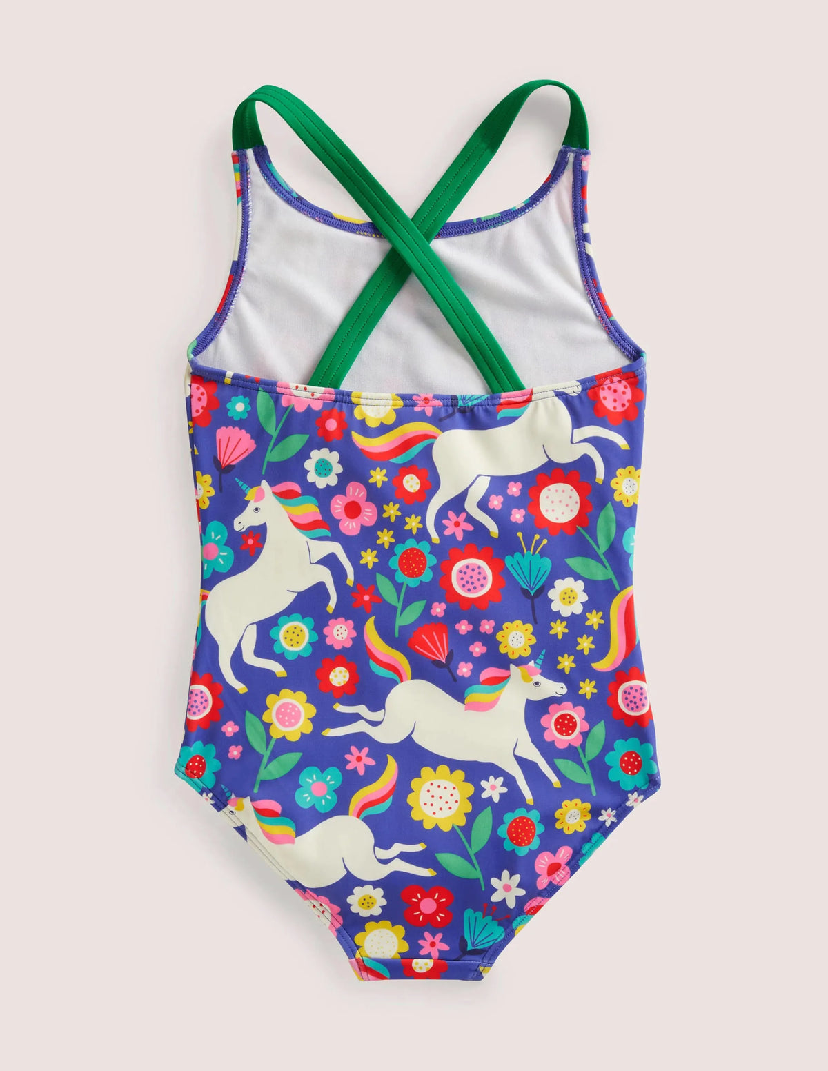 Cross-back Printed Swimsuit-Bluebell Unicorn Floral