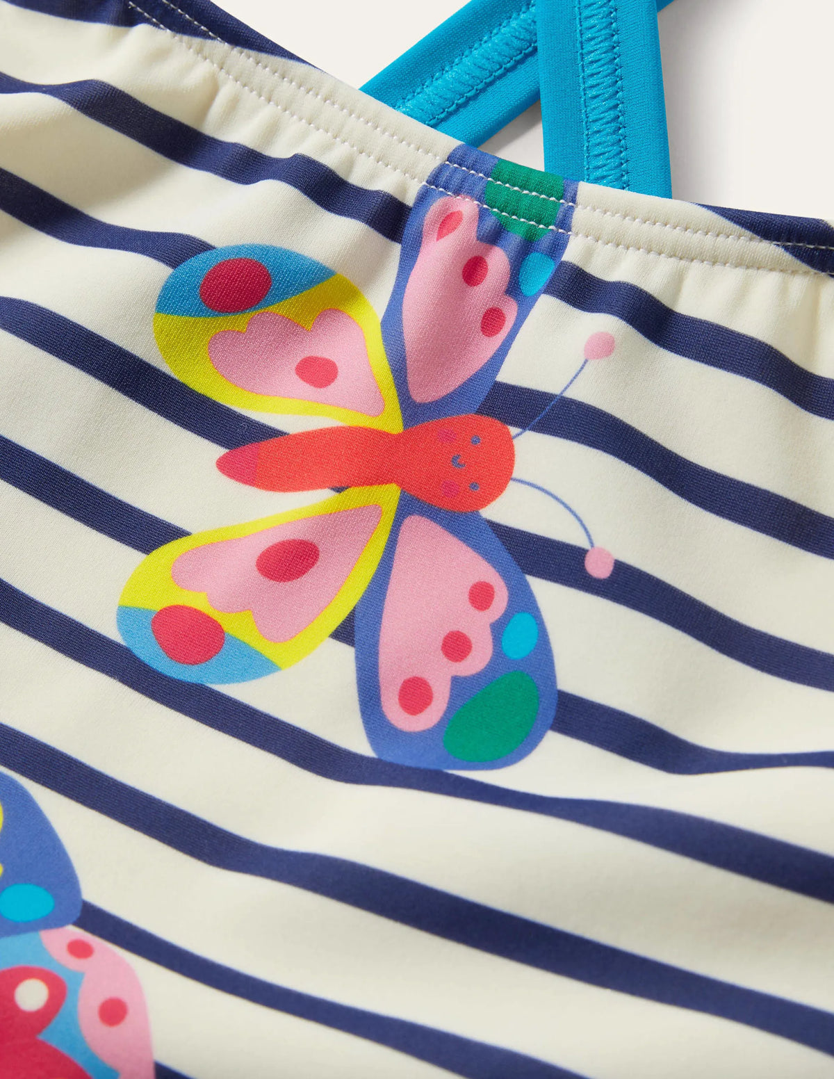 Cross-back Printed Swimsuit-Multi Butterfly Breton