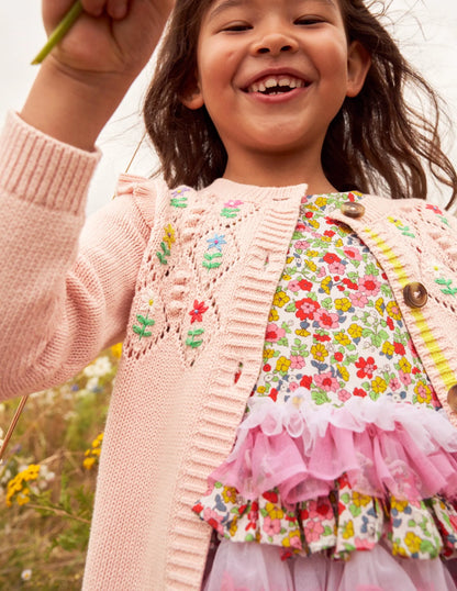 Embroidered Cardigan-Provence Dusty Pink
