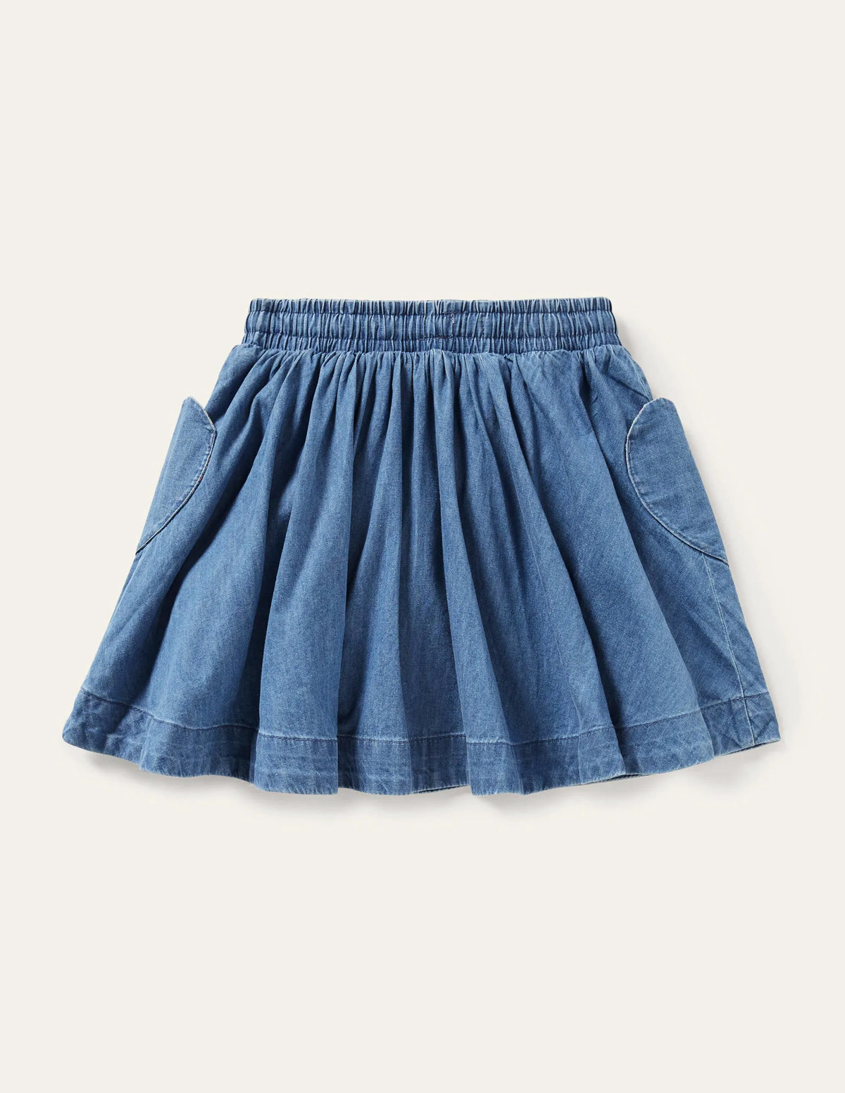 Woven Twirly Skirt-Mid Vintage Denim