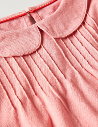 Collared Jersey Top-Almond Pink