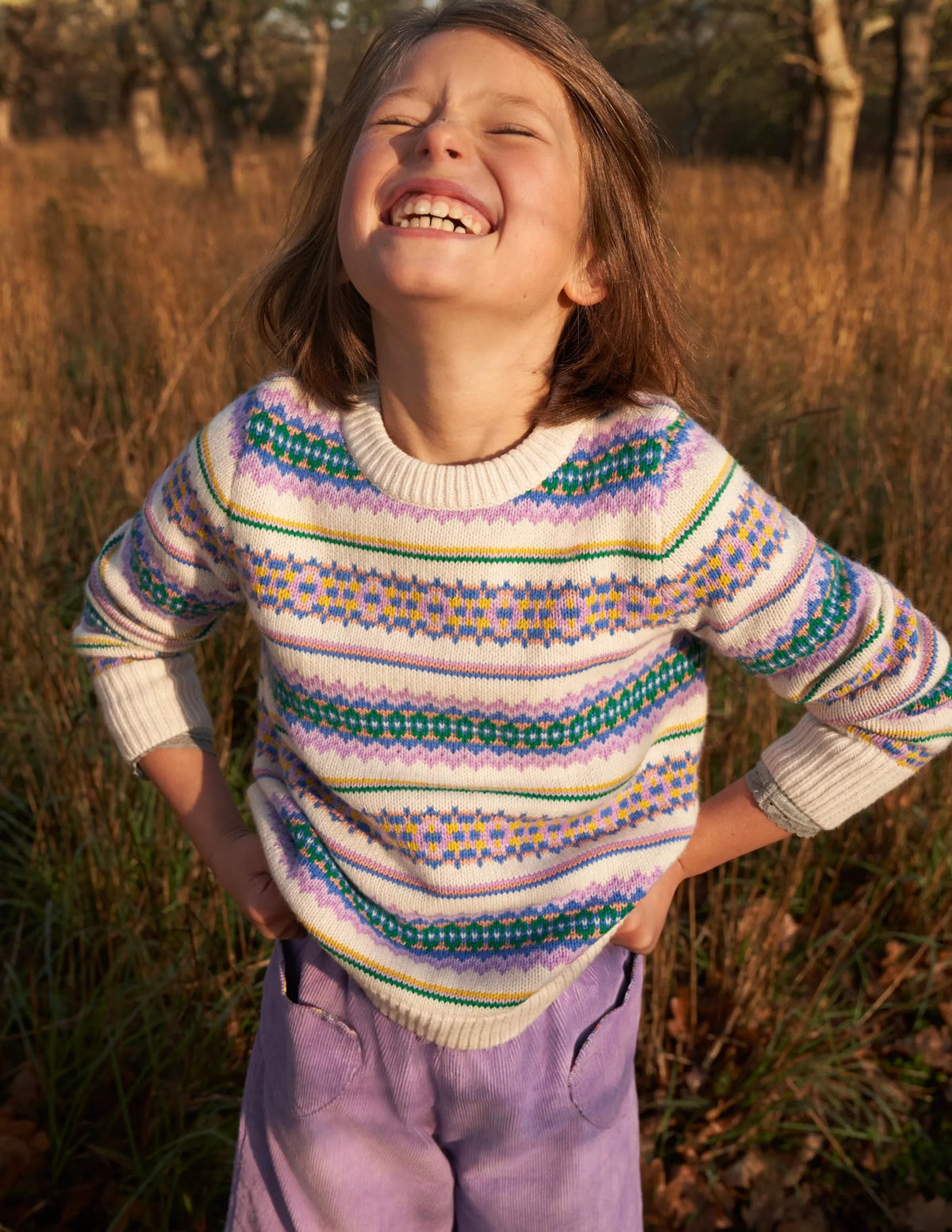 Fair Isle Sweater-Ecru Marl Multi Fair Isle