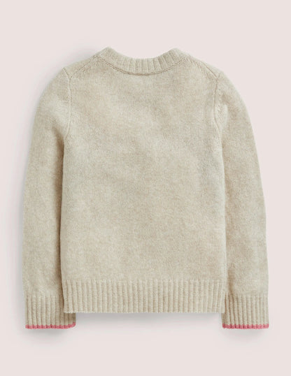 Farm House Sweater-Oatmeal Marl House Scene