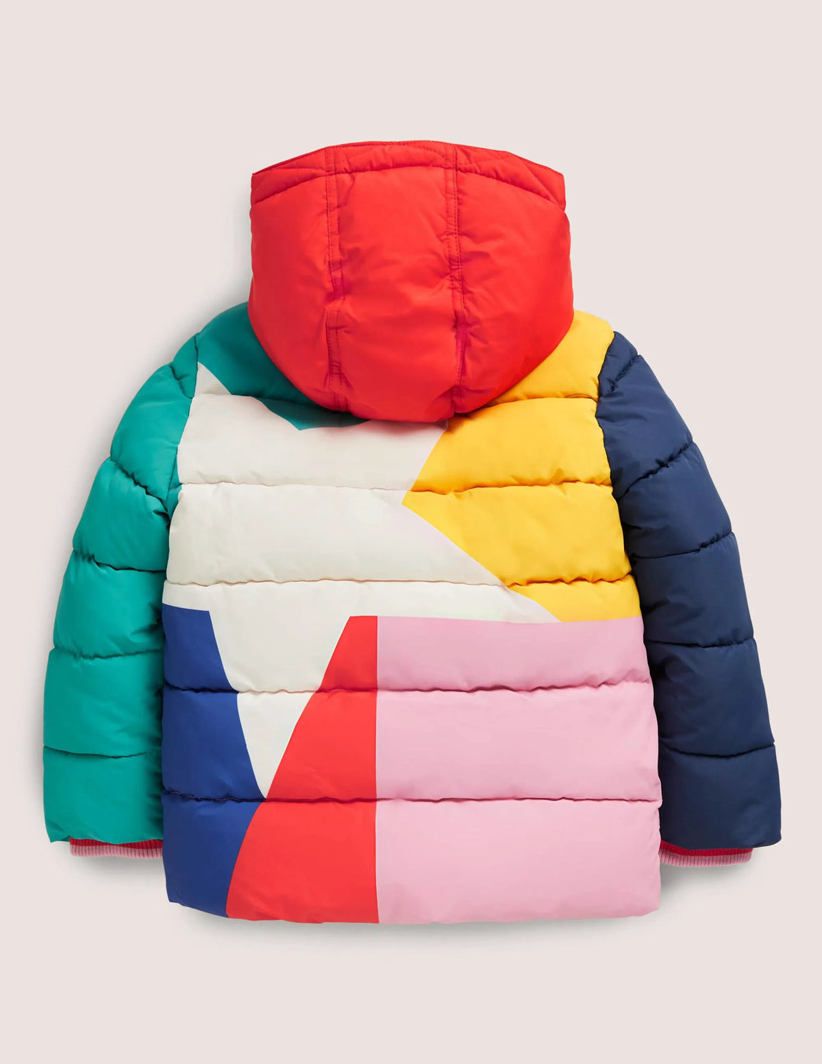 Multicolor Waterproof Hooded Puffer Jacket-Multi Colourblock Star
