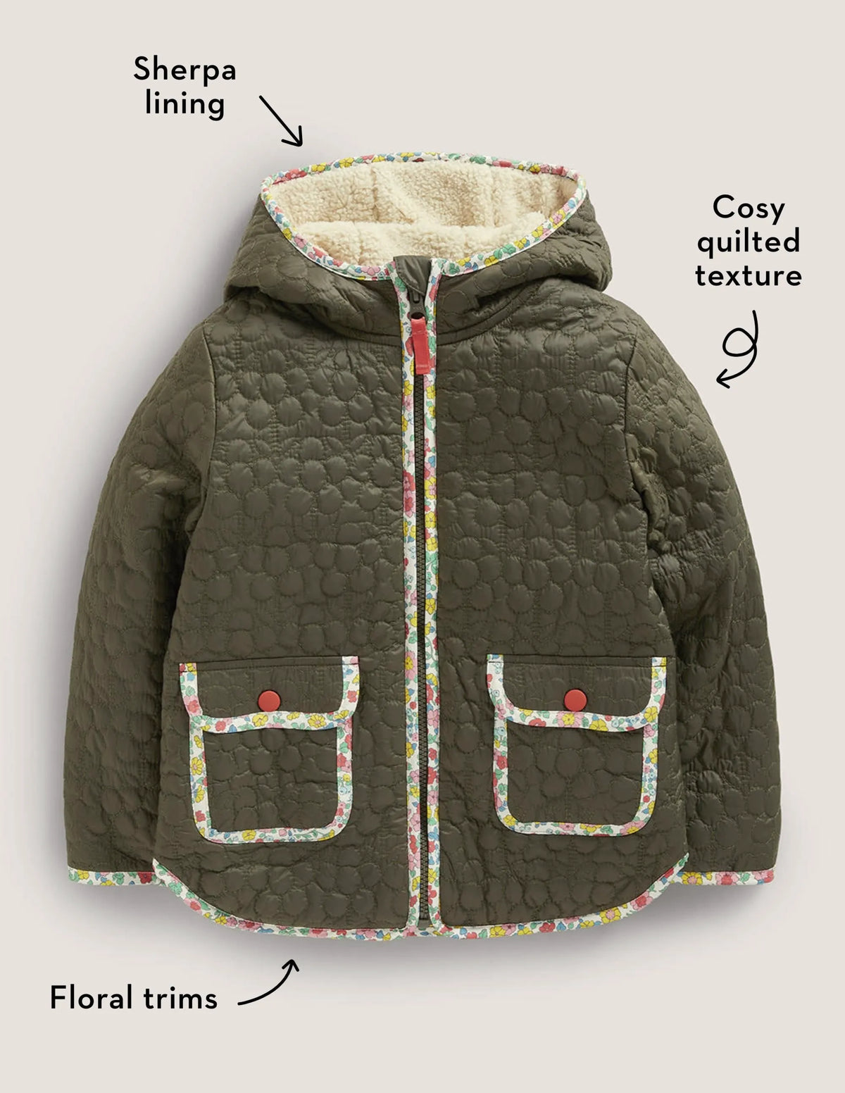 Quilted Jacket-Khaki Green
