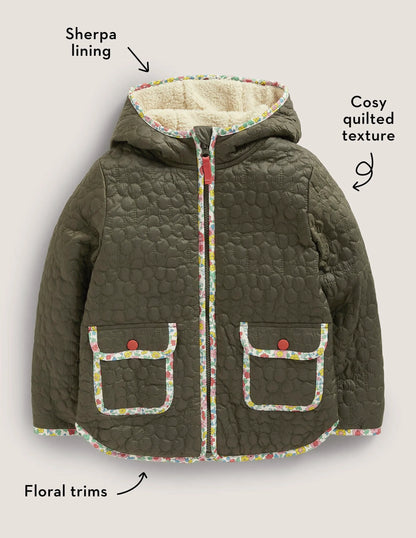 Quilted Jacket-Khaki Green