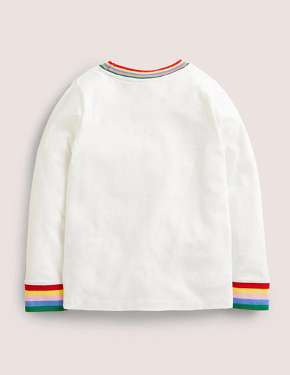 Rainbow Rib Slub T-Shirt-Ivory